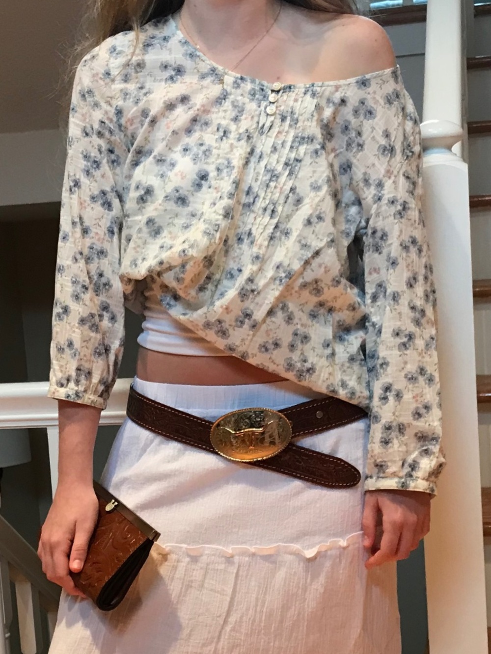 Y2K 🔥 BOHO-CHIC LAUREN JEANS CO. COTTON FLORAL PLEATED BLOUSE